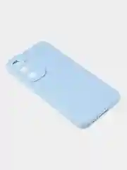 Голубой чехол для Samsung A55 книжка из кожи, накладка (бампер)