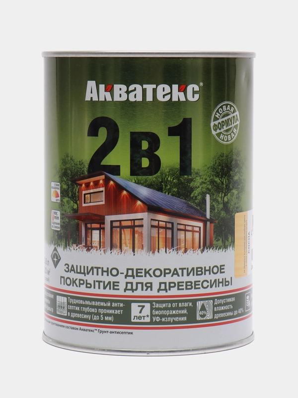Акватекс 2 в 1, пропитка по дереву, цвет Сосна, 0,8 л