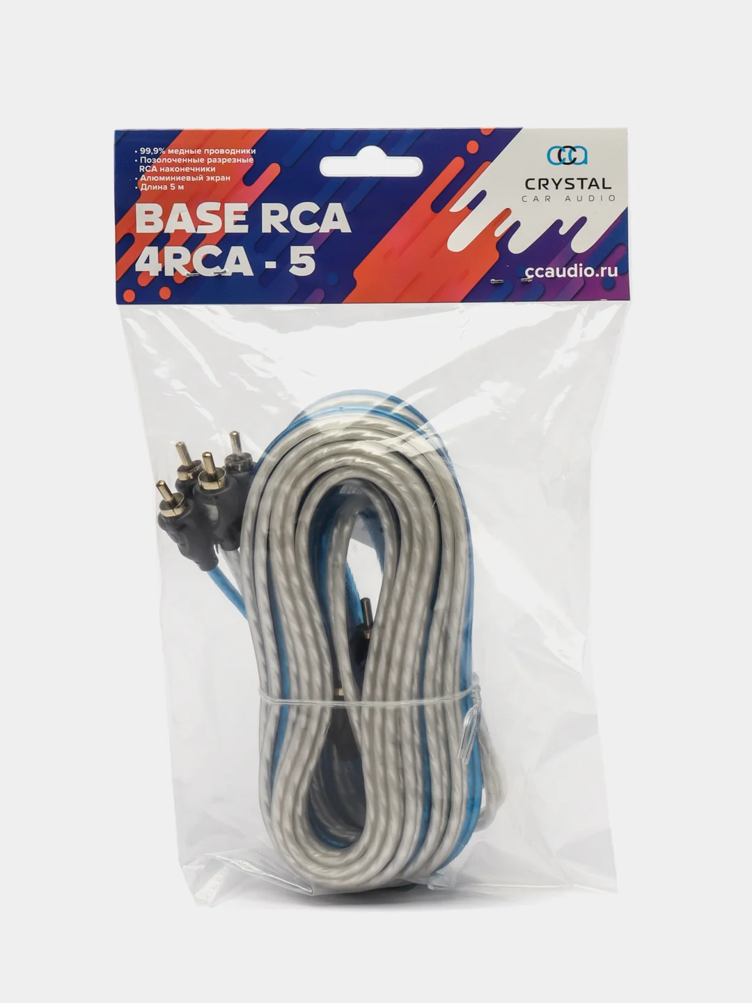 Провода для сабвуфера CrystalCarAudio BASE 4RCA 5 м, межблочные