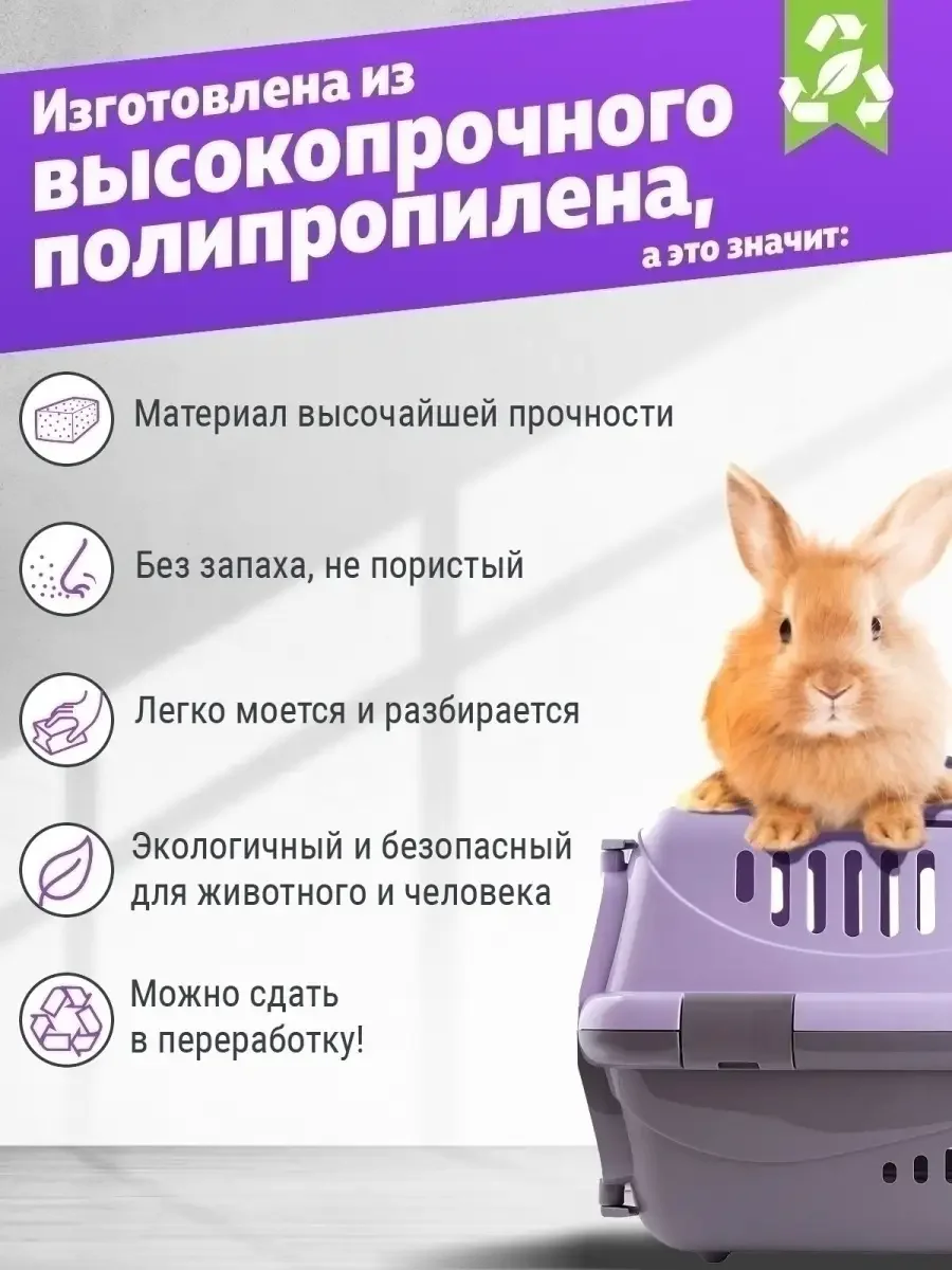 Пластиковая сумка-переноска для перевозки кошек, собак мелких пород и грызунов