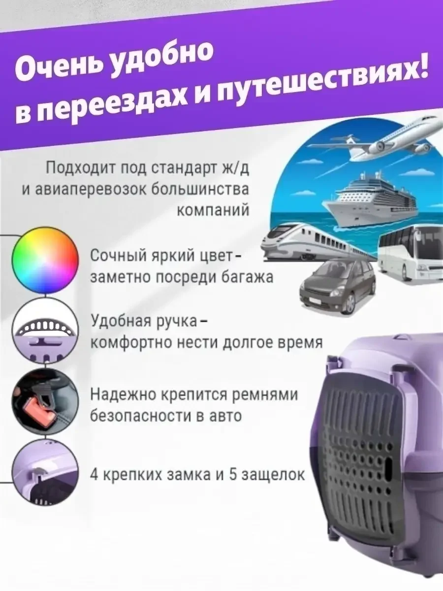 Пластиковая сумка-переноска для перевозки кошек, собак мелких пород и грызунов