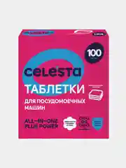 Таблетки для посудомоечных машин CELESTA All-in-one Plus Power, 100 шт + соль, 1 кг