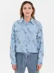 Голубой рубашка женская, вельвет