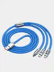 Голубой кабель 3 в 1, 120 Вт, Type-C, Lightning, micro USB