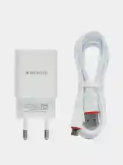 Белый блок питания с кабелем micro-USB, СЗУ 2,1A, универсальный зарядный адаптер, зарядка
