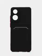 Черный силиконовый чехол для OPPO A78 (Оппо А78) с карманом для карт, прозрачный