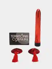 Вибратор в наборе для двоих "Территория соблазна", 3 в 1, 20 карт, вибратор, пэстисы