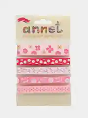 Розовый набор декоративных лент Annet. закладка для книг.В наборе пять атласных лент по 1 метру