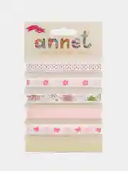 Розовый набор декоративных лент Annet атласных 5 отрезов длина отреза 1метр,ширина 1 см