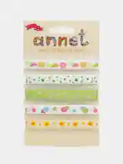 Салатовый набор декоративных лент Annet атласных 5 отрезов длина отреза 1метр,ширина 1 см