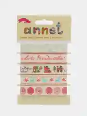 Вишнёвый набор декоративных лент с рисунком Annet.хлопковые ленты ширина 16мм,5 отрезов длина по 1м