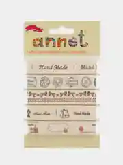 Кремовый набор декоративных лент с рисунком Annet.хлопковые ленты ширина 16мм,5 отрезов длина по 1м