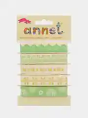 Лайм набор декоративных лент с рисунком Annet.хлопковые ленты ширина 16мм,5 отрезов длина по 1м