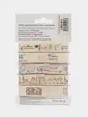 Песочный хаки набор декоративных лент с рисунком Annet.хлопковые ленты ширина 16мм,5 отрезов длина по 1м