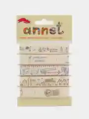 Песочный хаки набор декоративных лент с рисунком Annet.хлопковые ленты ширина 16мм,5 отрезов длина по 1м