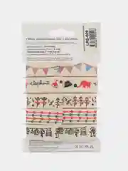 Светло-синий набор декоративных лент с рисунком Annet.хлопковые ленты ширина 16мм,5 отрезов длина по 1м