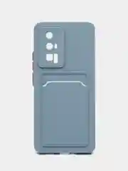 Синий меланж чехол для Xiaomi POCO F5 Pro (Поко Ф5 Про), с карманом для карт, прозрачный