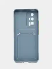 Синий меланж чехол для Xiaomi POCO F5 Pro (Поко Ф5 Про), с карманом для карт, прозрачный