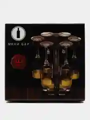 Серый металлик минибар, набор фужеров и стопок