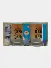 Золотой подарочный набор кружек для пива "Приколы", 2 шт 0,5л