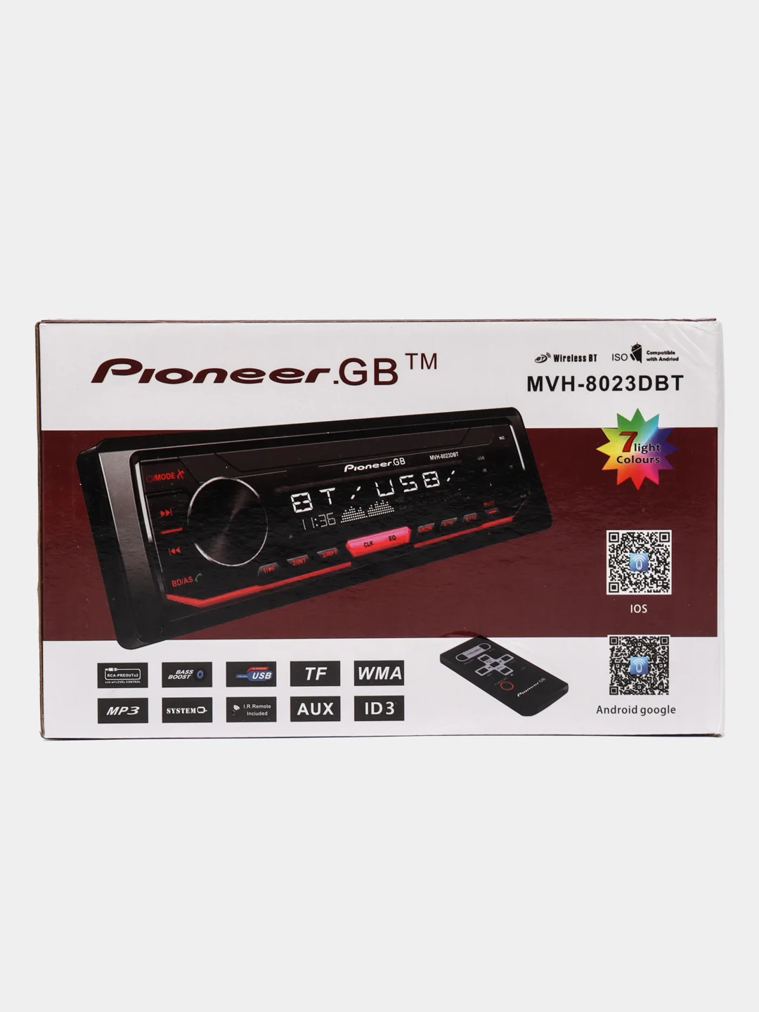 Красный автомагнитола Pioneer.GB 8022 (Bluetooth/USB/AUX/FM)