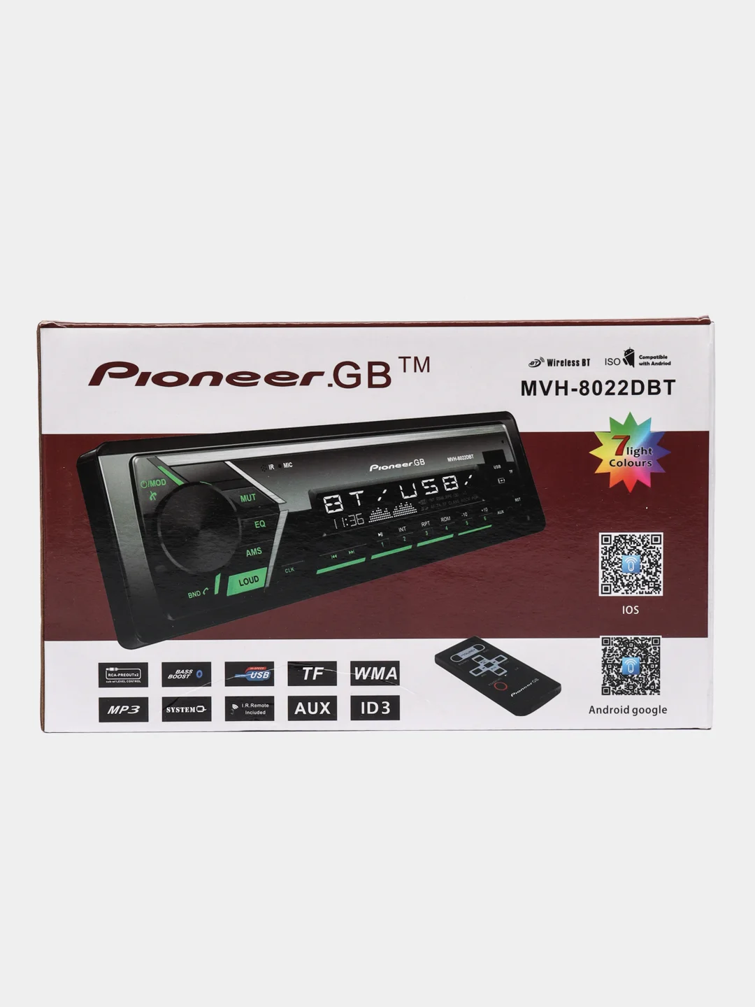 Лайм автомагнитола Pioneer.GB 8022 (Bluetooth/USB/AUX/FM)