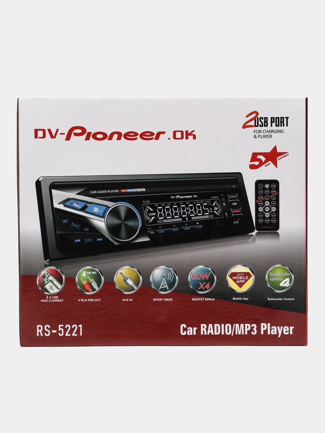 Автомагнитола dv-Pioneer.ok 5221 (Bluetooth/AUX/USB/FM) купить по цене 3000  ₽ в интернет-магазине Магнит Маркет