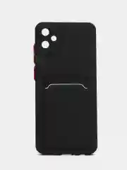 Силиконовый чехол Samsung Galaxy A05 (Самсунг Галакси А05) с карманом для карт, прозрачный