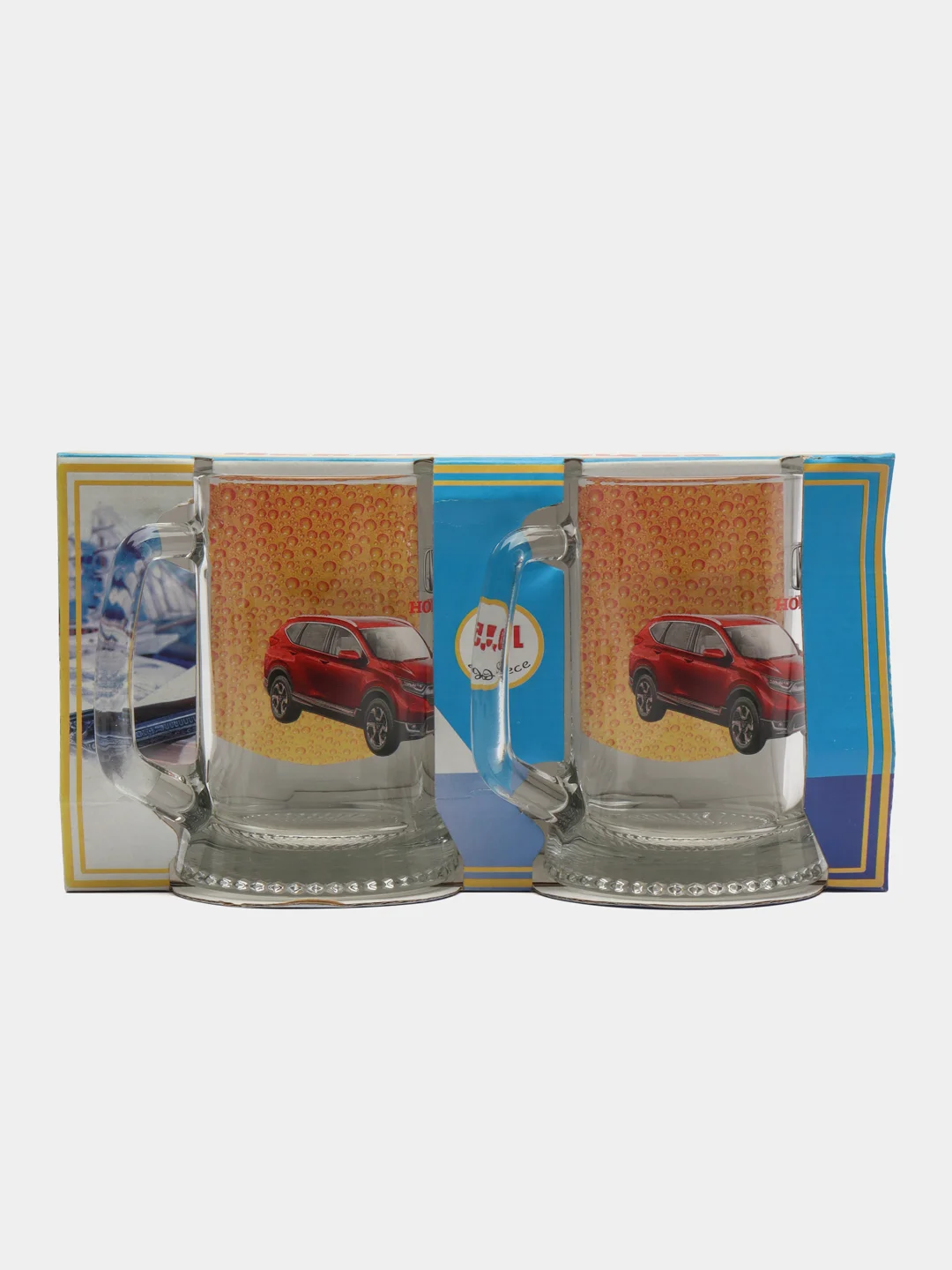 Алый подарочный набор кружек для пива "Автомобили", 2 шт 0,5л
