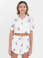 Белый женская пижама с шортами муслиновая