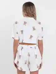 Белый женская пижама с шортами муслиновая