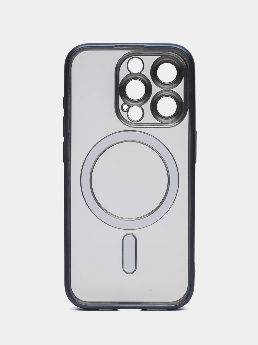 Синий прозрачный силиконовый чехол Magsafe для iPhone (Айфон) 13/14/15/Pro/Max матовый, Magnetic