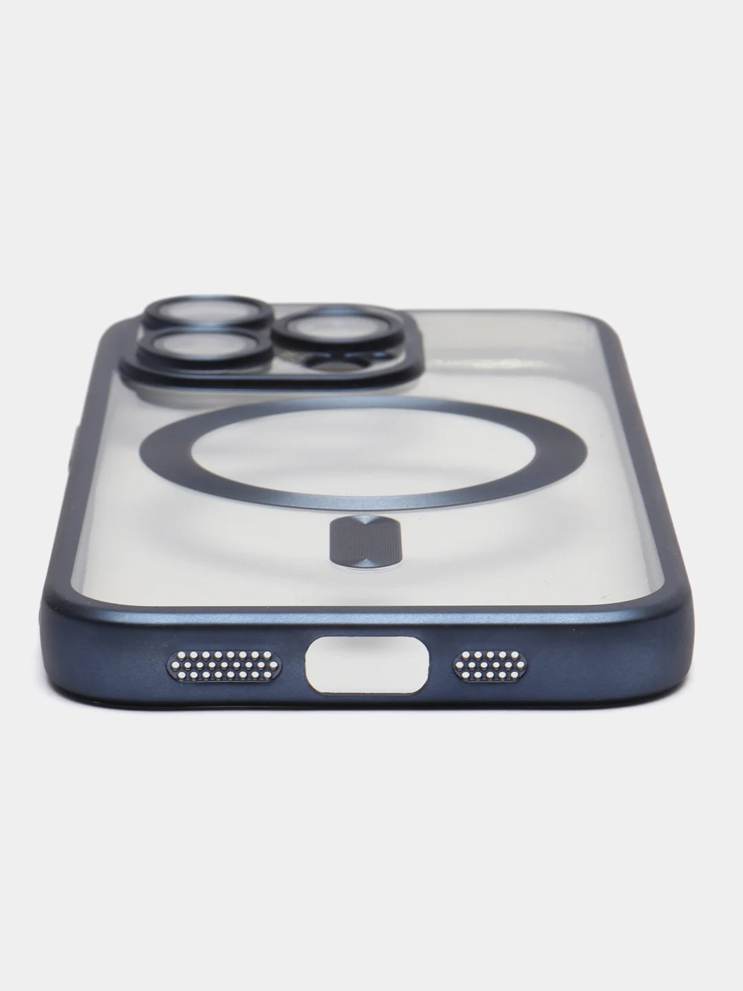 Синий прозрачный силиконовый чехол Magsafe для iPhone (Айфон) 13/14/15/Pro/Max матовый, Magnetic