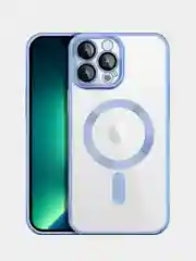 Голубой чехол MagSafe Apple iPhone, Айфон 11, 12, 13, 14, Pro Max с защитой камеры, магсейф