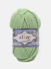 Зеленый пряжа плюшевая Alize Velluto, 100% микрополиэстер, 100г, 68м, плюшевая, велюровая веллюто