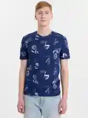Синий футболка мужская, классическая, с принтом