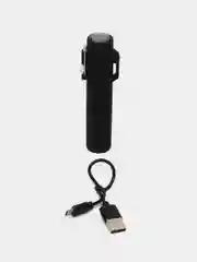 Черный зажигалка электронная, с фонарем и компасом, USB