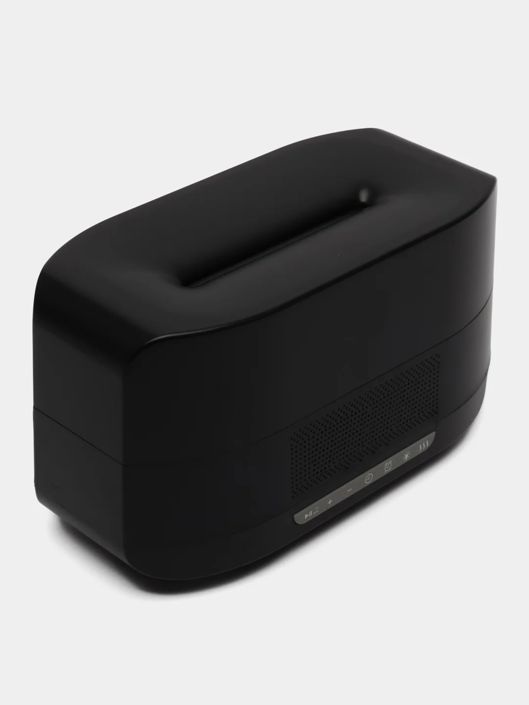 Черный увлажнитель воздуха с эффектом пламени 3в1 (bluetooth колонка, LED-часы, будильник)