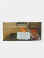 Белый увлажнитель воздуха с эффектом пламени 3в1 (bluetooth колонка, LED-часы, будильник)