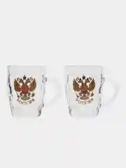 Золотистый хаки набор кружек пивных "Герб России", кружка для пива 2 шт 0,5л