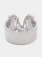 Серебряный кольцо с камнями и с цепочкой, регулируемое