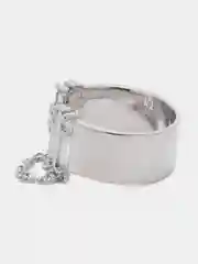 Серебряный кольцо с камнями и с цепочкой, регулируемое