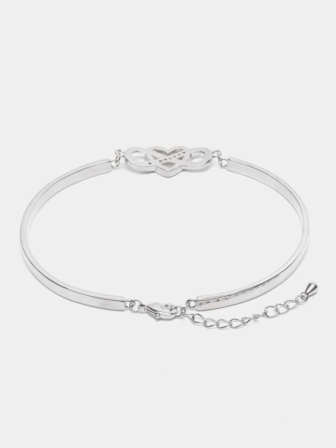 Серебряный браслет с сердцем, регулируемый
