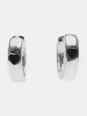 Серебряный серьги с черным сердечком