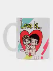 Белый кружка с принтом Любовь это ( Love is ) буду любить тебя