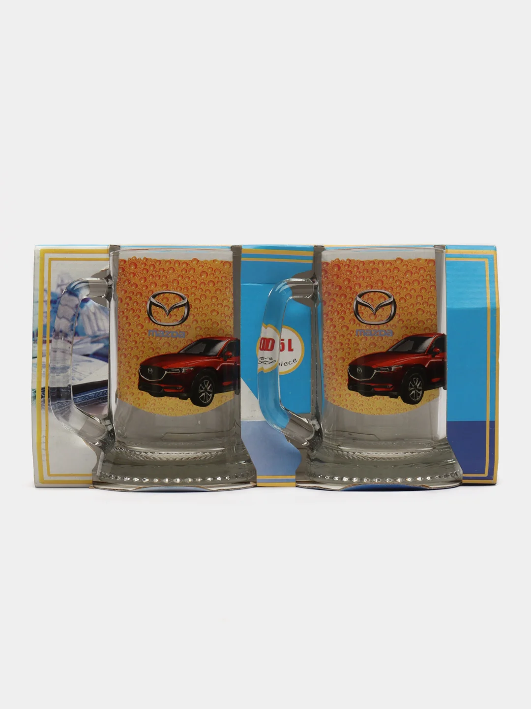 Красный подарочный набор кружек для пива "Автомобили", 2 шт 0,5л