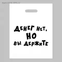Подарочный пакет с прикольными надписями Новый год Денег нет