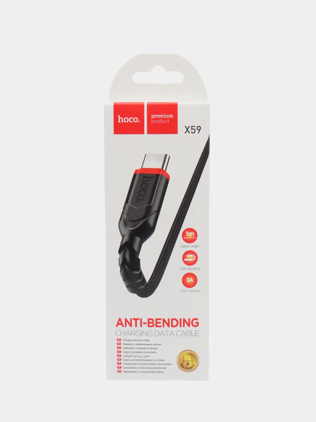 Кабель USB,X59 Victory, USB - Type-C, 3A, 1 м, черный