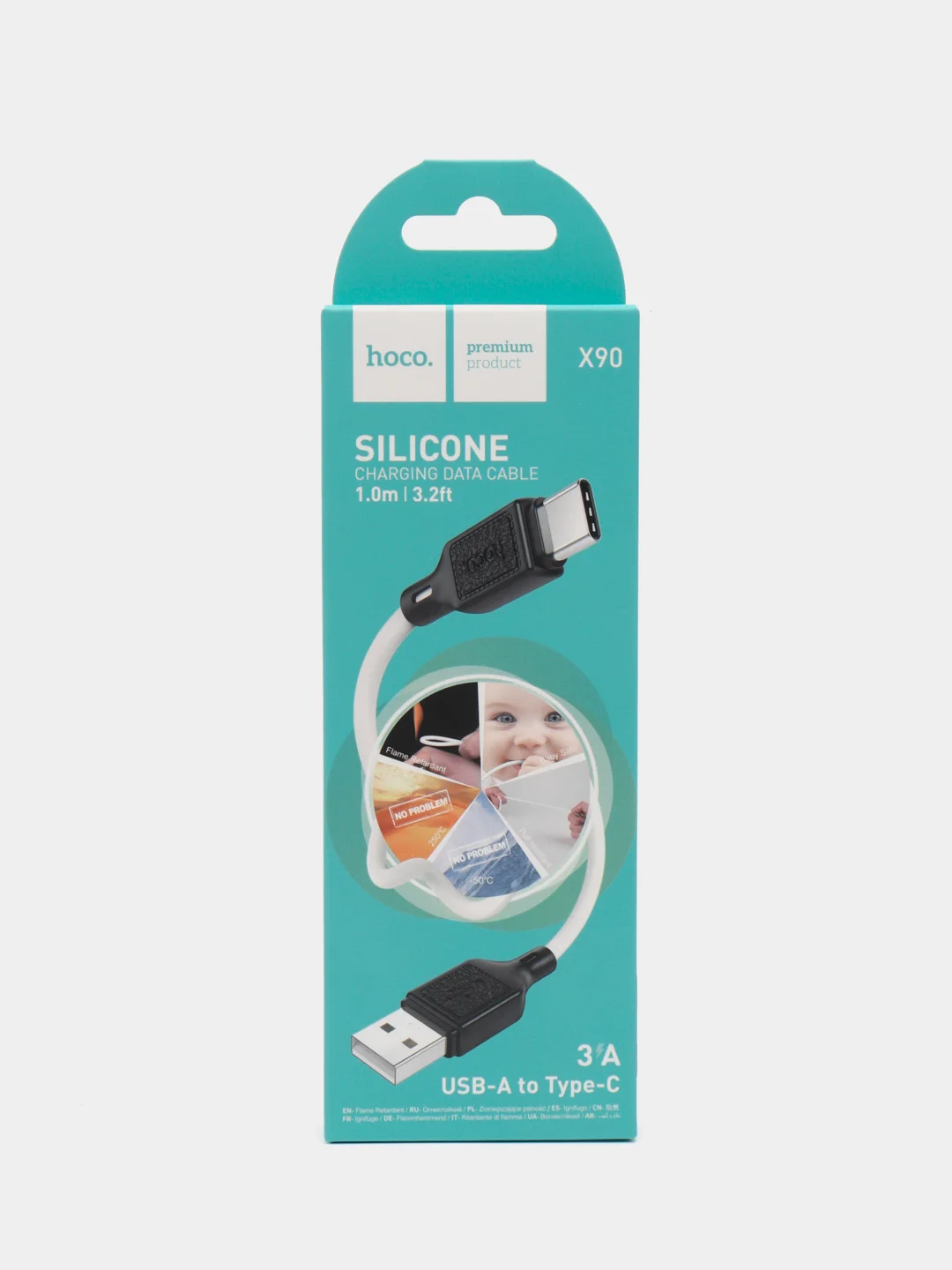 Кабель USB Type-C,X90 Silicone 3.0A 1.0м белый