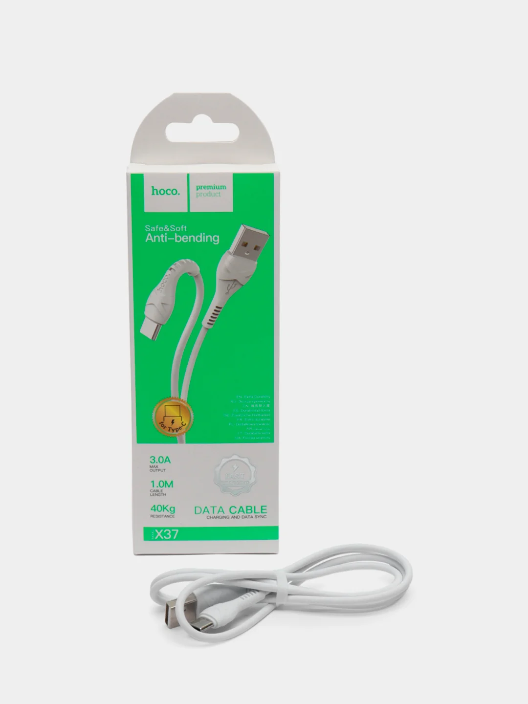 Кабель X37 Cool power charging data cable for Type-C 1M, 3.0А, white
